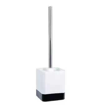 Ершик для унитаза Fixsen Text напольный керамика белый/черный (FX-230-5)