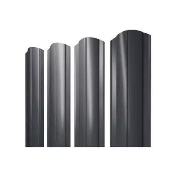 Евроштакетник двухсторонний круглый 0,45 мм 128х1800 мм графитовый серый RAL 7024 фигурный срез