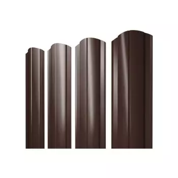 Евроштакетник двухсторонний круглый 0,45 мм 128х1800 мм коричневый RAL 8017 фигурный срез