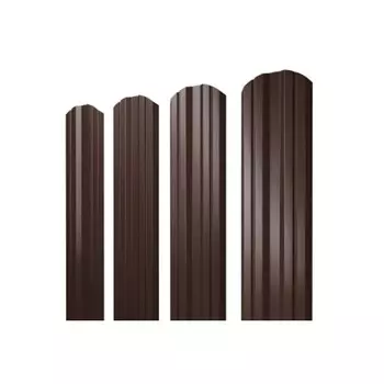 Евроштакетник двухсторонний twin 0,45 мм 100х1500 мм коричневый RAL 8017 фигурный срез