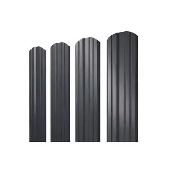 Евроштакетник двухсторонний twin 0,45 мм 100х1800 мм графитовый серый RAL 7024 фигурный срез