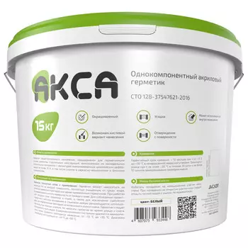 Герметик акриловый для стыков Акса белый 15 кг