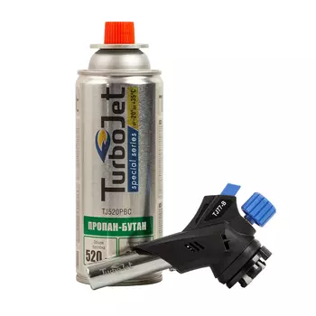 Горелка с газовым баллоном Turbojet TJ773-PB с пьезоподжигом и регулятором