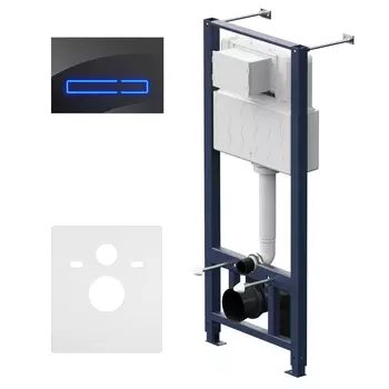 Инсталляция AM.PM Touchless Pro для подвесного унитаза с кнопкой черной со звукоизоляцией (I012704.50A38)