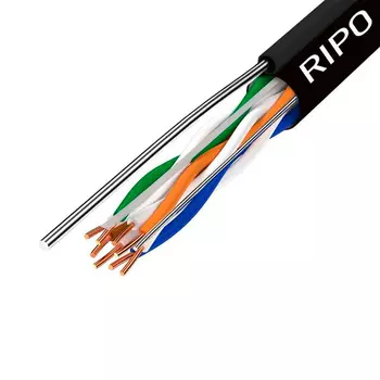 Интернет-кабель уличный (витая пара) UTP CAT5e 4х2х0,46 мм Ripo с тросом черный (305 м)