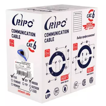 Интернет-кабель (витая пара) UTP CAT6 4х2х0,57 мм Ripo Plus синий (305 м)