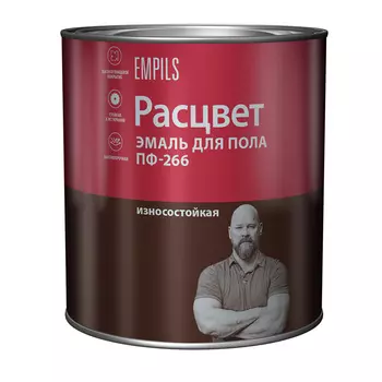 Эмаль Расцвет ПФ-266 для деревянных полов красно-коричневая глянцевая 2,7 кг