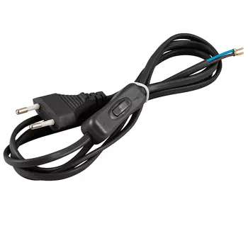 Кабель для светильника Duwi IP20 250 В 2 м с выключателем черный (05681 2)