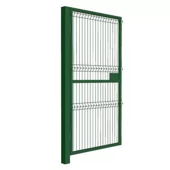 Калитка распашная с панелью 3D и столбом Оптима 1х2 м зеленая RAL 6005