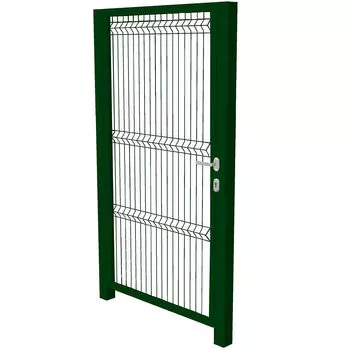 Калитка распашная с панелью 3D и столбами 1х2 м зеленая RAL 6005