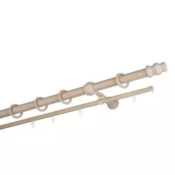 Карниз настенный деревянный двухрядный круглый 200 см d 28 мм беленый дуб