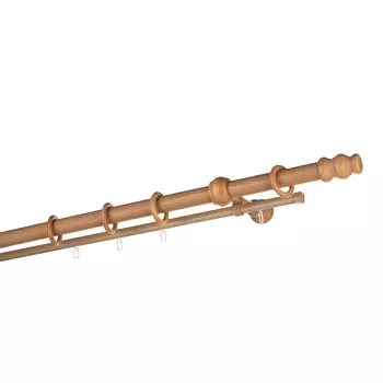 Карниз настенный деревянный двухрядный круглый 200 см d 28 мм светлый дуб