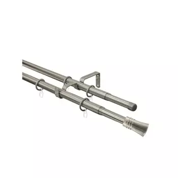 Карниз настенный металлический двухрядный раздвижной Телескоп 160-300 см d16/19 мм хром матовый (170.601)