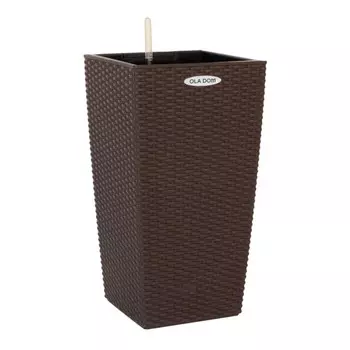 Кашпо декоративное Элластик-Пласт Rattan 400х400х750 мм с автополивом 31 л коричневое