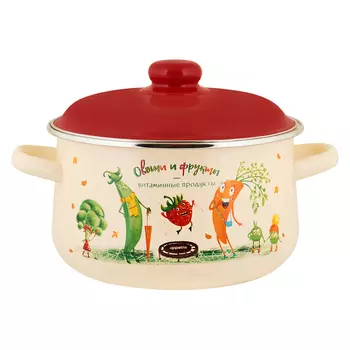 Кастрюля Appetite Веселые овощи 4 л эмалированная сталь (550003651)
