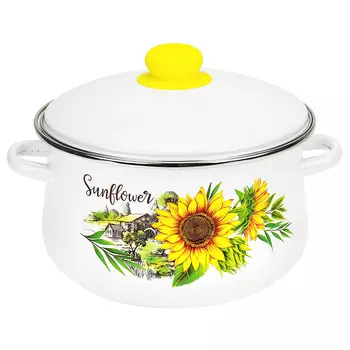 Кастрюля Магнитогорская эмаль Подсолнухи 4 л эмалированная сталь (000886)