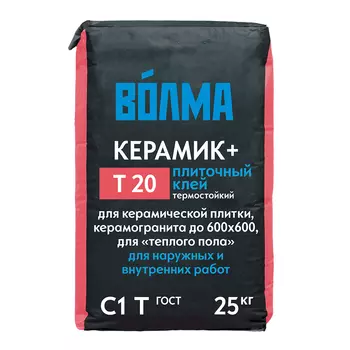 Клей для плитки и керамогранита Волма Керамик Плюс серый класс С1 Т 25 кг