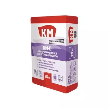 Клей для плитки/ керамогранита/ камня КМ-С армированный серый класс C2 TE 25 кг