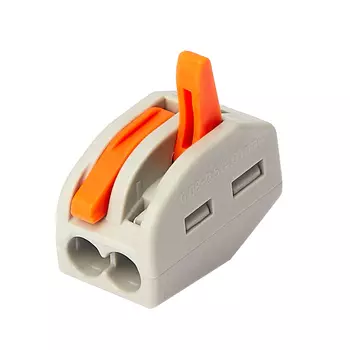 Клемма на 2 провода Electrovolt 222-412 0,08-(2,5)4 кв.мм с рычажками без пасты (20 шт.) (УТ-017844/604316)