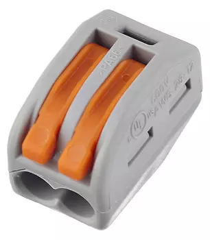 Клемма на 2 провода Wago 0,08-2,5 кв.мм с рычажками без пасты (50 шт.) (222-412/2650)