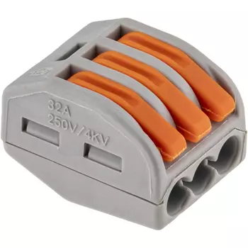 Клемма на 3 провода Duwi СМК 222-413 0,08-4 кв.мм с рычажками без пасты (50 шт.) (26638 9)