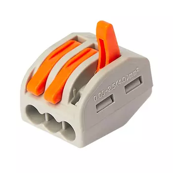 Клемма на 3 провода Electrovolt 222-413 0,08-(2,5)4 кв.мм с рычажками без пасты (50 шт.) (УТ-017848/604354)