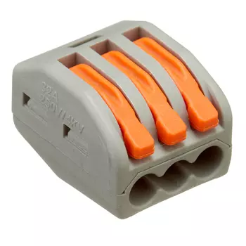 Клемма на 3 провода Stekker 0,08-(2,5)4 кв.мм с рычажками без пасты (50 шт.) (49827)