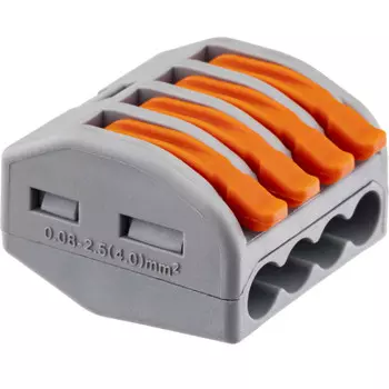 Клемма на 4 провода Duwi СМК 222-414 0,08-4 кв.мм с рычажками без пасты (50 шт.) (26680 2)