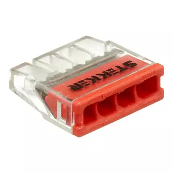 Клемма на 4 провода Stekker 0,5-2,5 кв.мм самозажимная без пасты (20 шт.) (49831)