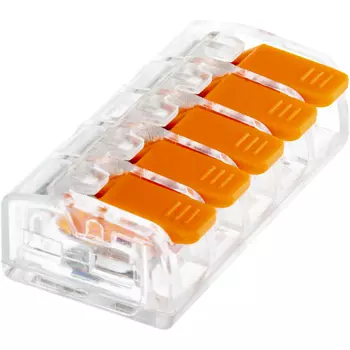 Клемма на 5 проводов Duwi СМК 223-415 0,5-4 кв.мм с рычажками без пасты (50 шт.) (26748 5)