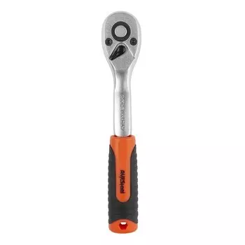 Ключ-трещотка AV Steel 1/4х155 мм 72 зубца с изогнутой двухкомпонентной рукояткой