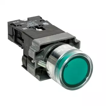 Кнопка плоская EKF PROxima ВА31 230 В IP65 без фиксации с подсветкой зеленая (xb2-bw31-230-65)
