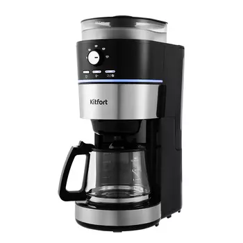 Кофеварка капельная Kitfort КТ-737 черная/серебро