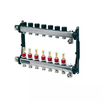 Коллектор для теплого пола Tece 1 ВР(г) х 7 выходов 3/4 НР(ш) ЕК х 1 ВР(г) с расходомерами (77310007)