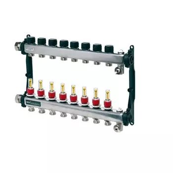 Коллектор для теплого пола Tece 1 ВР(г) х 8 выходов 3/4 НР(ш) ЕК х 1 ВР(г) с расходомерами (77310008)