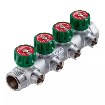 Коллектор Far 1 ВР(г) х 4 выхода 1/2 НР(ш) ЕК х 1 НР(ш) регулируемый (FK 3824 112)