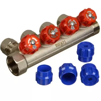 Коллектор Terma 1 ВР(г) х 4 выхода 16 обж(ц) х 1 НР(ш) регулируемый (89378)