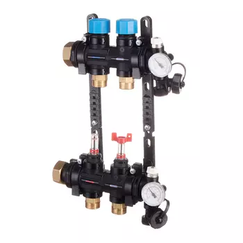 Коллекторная группа с расходомерами Henco 1 ВР(г) х 2 выхода 3/4 НР(ш) ЕК х 1 ВР(г)