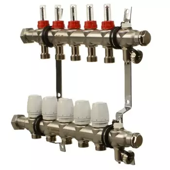 Коллекторная группа с расходомерами Terma 1 ВР(г) х 5 выходов 3/4 НР(ш) ЕК х 1 ВР(г)