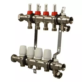 Коллекторная группа с расходомерами Terma 1 ВР(г) х 4 выхода 3/4 НР(ш) ЕК х 1 ВР(г)