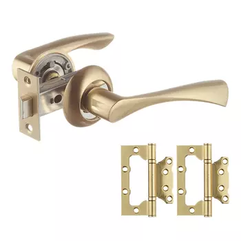 Комплект фурнитуры для двери Corsa Deco Willow с защелкой и петлями круглая розетка золото