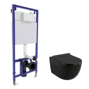 Комплект инсталляции Berges Balance с унитазом Lavelly Classic Black и сиденьем дюропласт микролифт быстросъем (041400/1020758)