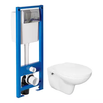 Комплект инсталляции Berges Forta с унитазом Corsa Deco AX Rimless с кнопкой хром и сиденьем полипропилен микролифт (040347/WHAX530RS)