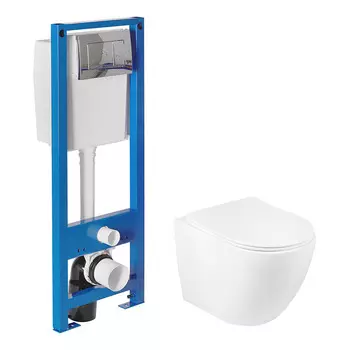 Комплект инсталляции Berges Forta с унитазом Lavelly Ellipse с кнопкой хром и сиденьем дюропласт микролифт (40347)