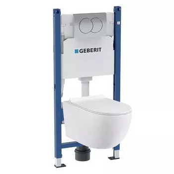 Комплект инсталляции Geberit с унитазом Lavelly Classic с кнопкой хром и сиденьем дюропласт микролифт (966573/458.149.21.1)