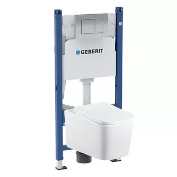Комплект инсталляции Geberit с унитазом Lavelly Top с кнопкой хром и сиденьем дюропласт микролифт
