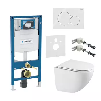 Комплект инсталляции Geberit Sigma с унитазом Corsa Deco CX Tornado с кнопкой белой и сиденьем дюропласт микролифт быстросъем