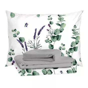 Комплект постельного белья 1,5-спальный тенсель Mona Liza Chloe серо-зеленый с простыней 150х215 см