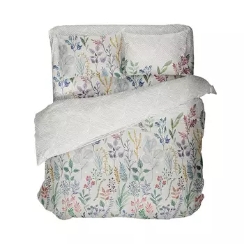 Комплект постельного белья Евро бязь Самойловский текстиль Гербарий мультиколор с простыней 220х240 см