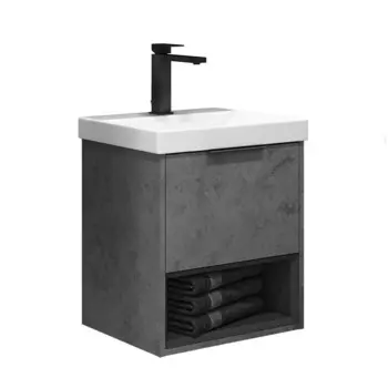 Комплект тумба с раковиной Comforty Флорида 50 см подвесная бетон светлый/антрацит (CF19696BX-50)